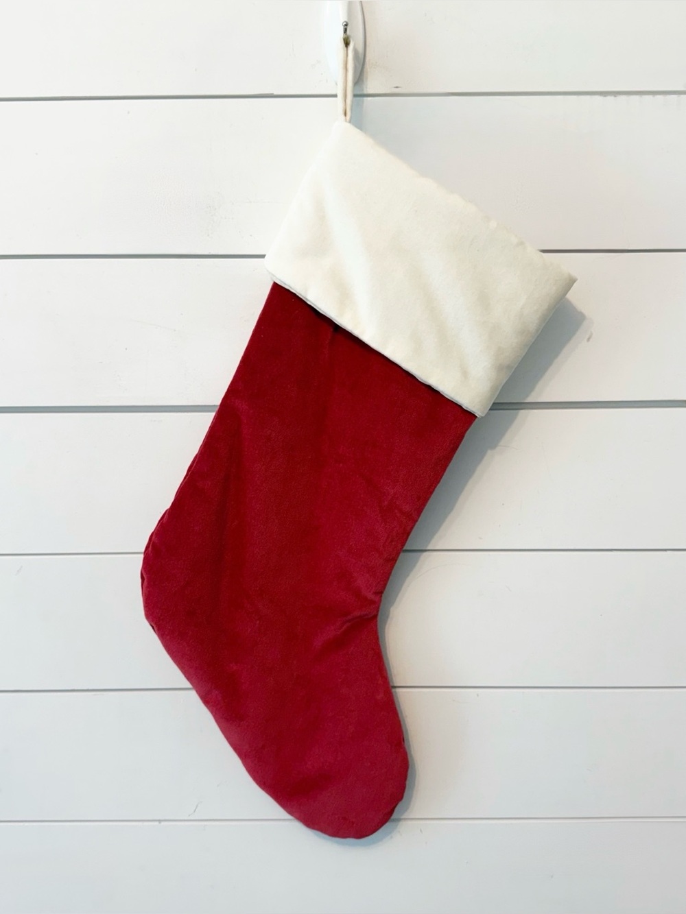 Pottery Barn | Classic Red Traditional Velvet Stocking One Size